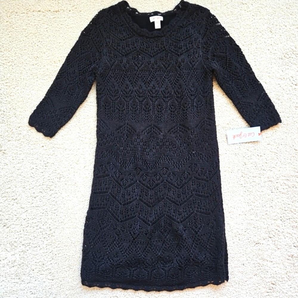 Cat & Jack Black Sparkle Sweater Dress